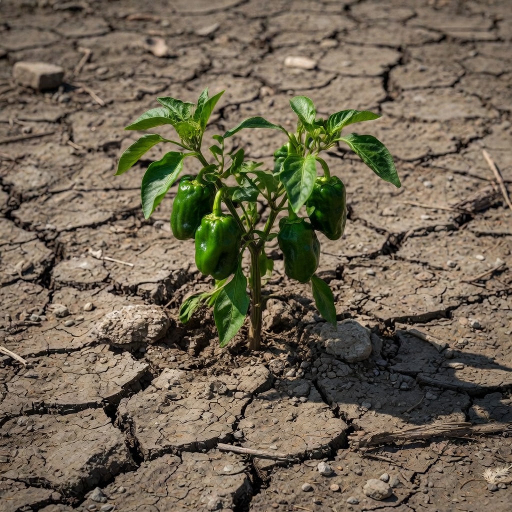 Pepper plant thriving in drought conditions